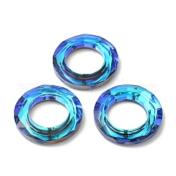 電気メッキガラスリンクリング  クリスタル宇宙リング  プリズムリング  多面カット  バックメッキ  丸いリング  ブルー  30x6.5mm  内径：17mm