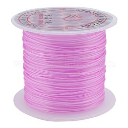 Cuerda de cristal elástica plana, Hilo de cuentas elástico, para hacer la pulsera elástica, teñido, ciruela, 0.8mm, alrededor de 65.61 yarda (60 m) / rollo