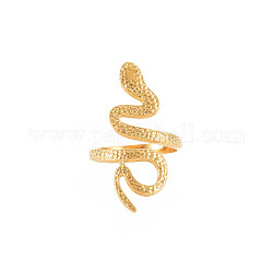 Ионное покрытие (ip) 304 кольцо из нержавеющей стали со змеей, широко открытое манжетное кольцо для женщин, без никеля , реальный 18k позолоченный, размер США 6 3/4 (17.1 мм)