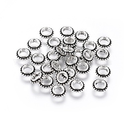 Tibetan Style Alloy Spacer Beads, Donut, Lead Free & Cadmium Free, Antique Silver, 8x2.5mm, Hole: 4mm