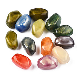 Opaque Acrylic Beads, Two Tone Color, with Glitter Powder, Nuggets, Mixed Color, 21x15x14.5mm, Hole: 2mm, about 190pcs/500g