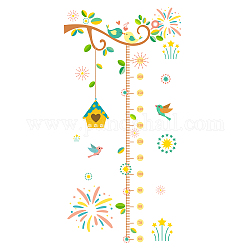 PVC-Höhenwachstumsdiagramm-Wandaufkleber, für Kinder, die Linealhöhe messen, Blume, Farbig, 30x29 cm, 3 Blätter / Satz