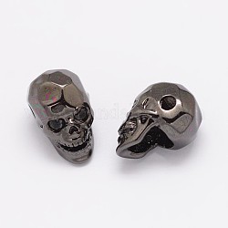 Perles de zircone cubique micro pave en Laiton, crane, sans plomb & sans nickel & sans cadmium , gunmetal, 13x8x9.5mm, Trou: 2mm