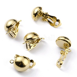 Brass Clip-on Earring Findings, Real 24K Gold Plated, 19x12x14mm, Hole: 1.8mm