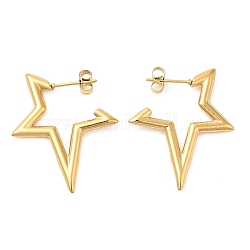 Ion Plating(IP) 304 Stainless Steel Stud Earrings for Women, Star, Golden, 31x26x2.2mm