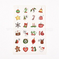 Самоклеющиеся наклейки на рождественскую тему круглые бумажные подарочные бирки, метки обратного отсчета number1~24, для подарочной упаковки, число, 31x20x0.02 см, наклейки: диаметром 45 мм, 24шт / лист