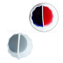 Reusable Split Cup for Paint Pouring, Silicone Cups for Resin Mixing, 2 Dividers, Flower, White, 8.5x8.7x5.5cm, Inner Diameter: 6.6x4.2cm, 6.7x3.6cm
