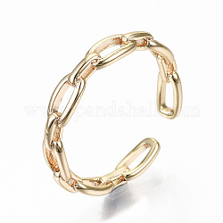 Латунь манжеты кольца, открытые кольца, без никеля , форма кабельной цепи, реальный 18k позолоченный, размер США 8 1/4 (18.3 мм)