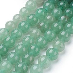 Естественный зеленый авантюрин бисер нитей, круглые, светло-зеленый, 12 мм, отверстие : 1 мм