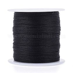 ポリエステル編組メタリック糸  DIYの編みこみのブレスレット作りと刺繡のために  ブラック  0.4mm  6プライ  約54.68ヤード（50m）/ロール
