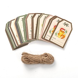 Geschenkanhänger aus Papier, Tags hängen, mit Juteschnur, für Weihnachtsdekoration, Weihnachten themed Muster, 8.1x4.6x0.05 cm, Bohrung: 4 mm, 50 Stück / Beutel