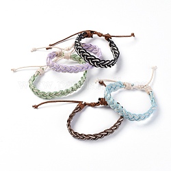 Bracelets coréens tressés en corde de polyester ciré, avec des cordons de coton ciré, couleur mixte, 2-3/8 pouce ~ 3 pouces (6.2~7.5 cm)