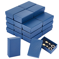 Coffret cadeau rectangle en carton, avec une éponge à l'intérieur, motif losange, bleu marine, 8.4x5.35x2.9 cm, Diamètre intérieur: 7.75x4.8 cm