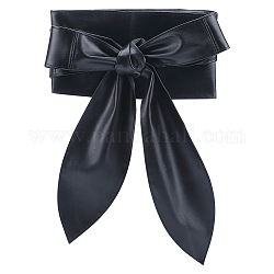 Banda de cintura envolvente de cuero pu, cinturones de cincha sin hebilla, para la decoración del vestido de damas, negro, 79-1/8 pulgada (201 cm)
