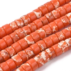 Fili di perle di diaspro imperiale sintetico, Rotondo piatto / disco, arancio rosso, 4x2mm, Foro: 0.7 mm, circa 154pcs/filo, 15.43 pollice (39.2 cm)