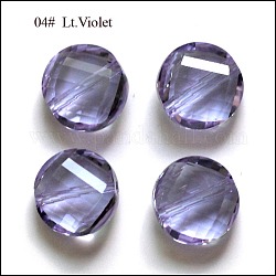 Perles d'imitation cristal autrichien, grade AAA, facette, plat rond, lilas, 10x5mm, Trou: 0.9~1mm