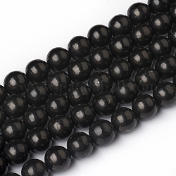 Natürliche Shungit Perlen Stränge, Runde, 10~10.5 mm, Bohrung: 1 mm, ca. 40 Stk. / Strang, 15.55 Zoll (39.5 cm)