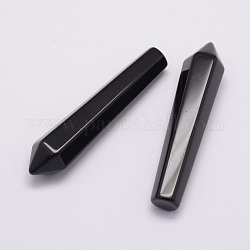 Natural Obsidian Hexagonal Pointed Decorations, Healing Stone Wands, for Reiki Chakra Meditation Therapy Deco, Bullet, 50~53.5x11x10mm