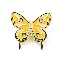 Broche en émail fleur papillon, insigne en alliage plaqué or pour vêtements de sac à dos, or, 28x30x1.5mm