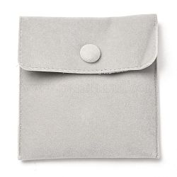 Квадратные бархатные сумки для украшений, на кнопках, светло-серые, 10x10x1 см