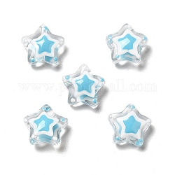 Perline murano fatto a mano, stella, cielo blu profondo, 12~13x12~13x6~6.5mm, Foro: 0.9~1.2 mm