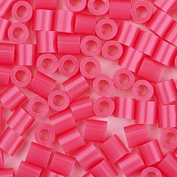 1 Box 5mm Schmelzperlen Pe DIY Sicherungsperlen Nachfüllungen für Kinder, Tube, neon rosa , 5x5 mm, Bohrung: 3 mm, ca. 500 Stk. / Kasten