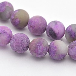 Brins de perles rondes de pierres précieuses naturelles et teintes, imitation charoite, mat, 4mm, Trou: 1mm, Environ 86 pcs/chapelet, 15.3 pouce