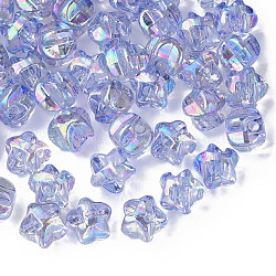 Boutons acryliques transparents 1 trou, de couleur plaquée ab , étoiles du nord, bleuet, 13.5x14x11.5mm, Trou: 2.5mm, environ 460 pcs/500 g