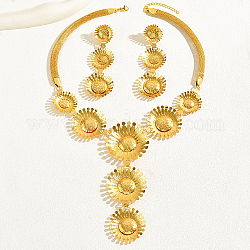 Conjuntos de joyas de hierro con flores para mujer., aretes colgantes y collares colgantes, real 18k chapado en oro, 19-5/8 pulgada (50 cm) y 90x35 mm