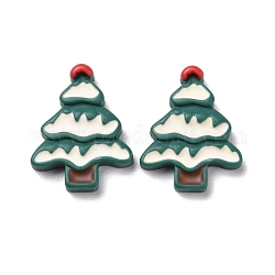 Cabujones de resina opaca con tema navideño, diy accesorios, árbol, cerceta, 28.5x22.5x6mm