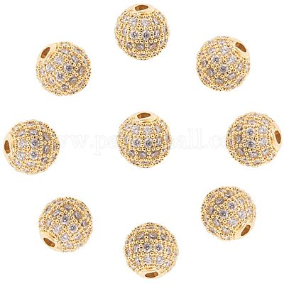 Round Balls Beads Cubic Zirconia Rhinestone CZ Micro Pave for Jewelry Making  Bracelets Necklaces 4 Colors 8MM 