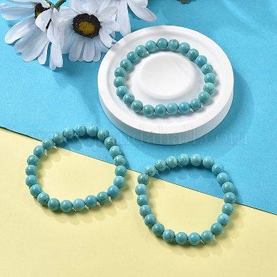 Bracelets extensibles naturels en perle d'howlite&nbsp;BJEW-K212-B-011-1