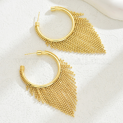 Boucles D'oreilles Pampilles Cristal Doré - Modèle F116, Occasion Très Bon état