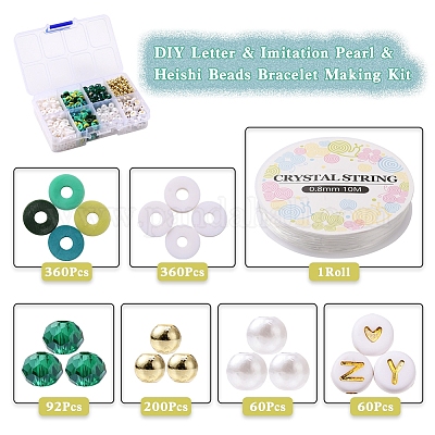 Wholesale DIY Letter & Imitation Pearl & Heishi Beads Bracelet Making Kit 