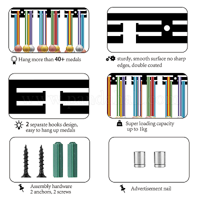 Creatcabin porta medaglie da corsa gancio per medaglie sportive porta  medaglie espositore da parete montato su