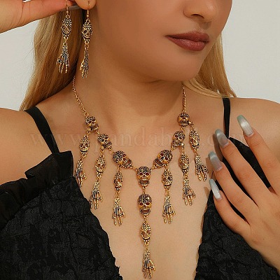 Set Gioielli Donna 3 Pezzi Tedesco - Collana Con Ciondolo Stella Alpina E Orecchini A Bottone In Strass - Oktoberfest