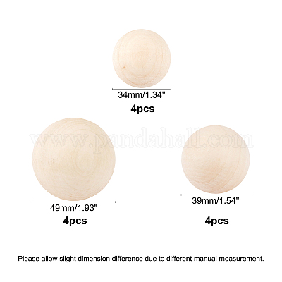 4PCS 4 Round Unfinished Decorative Wood Ball for DIY Arts Crafts-Pack of 4