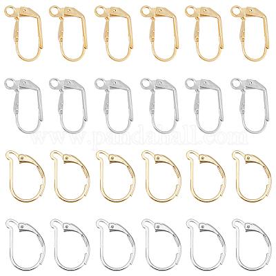  40Pcs Stainless Steel French Lever Back Clip On Earring Clasps  Hooks Findings - (Design:#3)