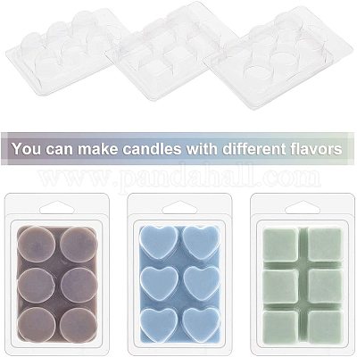  50 Packs Wax Melt Clamshells Molds,Wax Melt Containers,6 Cavity  Clear Plastic Cube Tray for Wickless Wax Melt Candles