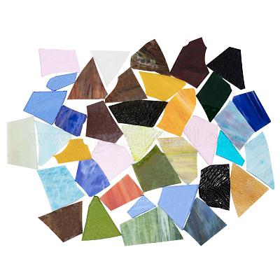PandaHall 1.3lb Glass Mosaics Pieces Stained Glass Tiles Mixed Shapes Colors Glass Pieces for DIY Crafts Flowerpots Handmade Jewelry Picture Frames Plates
