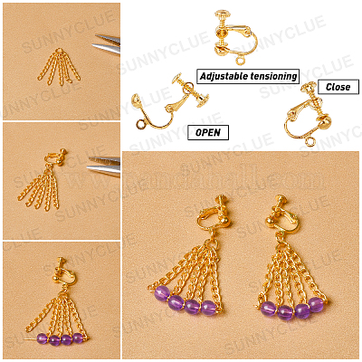 PH PandaHall 96pcs 6 Couleurs Convertisseur De Boucles D'oreilles à Clip En Laiton, Accessoire Fabrication Boucle D Oreille Avec Boucle Ouverte Facile Pour Oreilles Non Percées