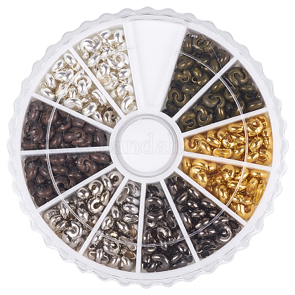 PandaHall About 590 Pcs 6 Colors Iron Crimp Beads Covers Cord End Caps for Jewelry Making IFIN-PH0005-03-NR-B-1