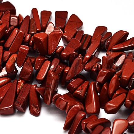 Pepitas de hebras de abalorios de jaspe natural de color rojo G-M267-04-1