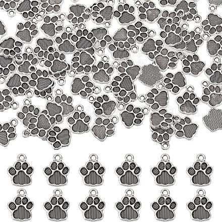 Sunnyclue 100 pz zampa di cane stampa le impostazioni dello smalto del pendente della lega di stile tibetano FIND-SC0004-30-1