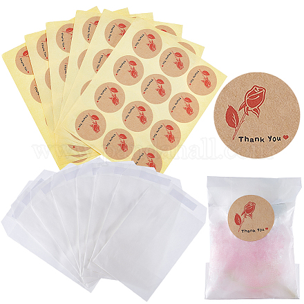 Craspire 120pcs sacs de friandises en papier ciré translucide plat glassine sacs à biscuits STIC-CP0001-11C-1