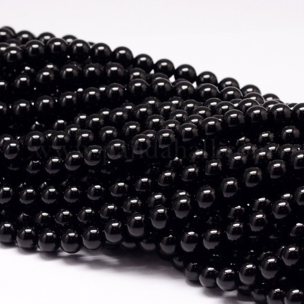 Chapelets de perles en tourmaline noire naturelle X-G-P132-16-8mm-1