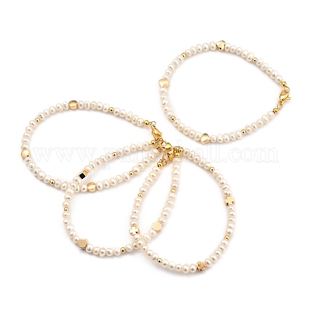 Natürliche kultivierte Süßwasserperlen Perlen Armbänder BJEW-JB05386-1