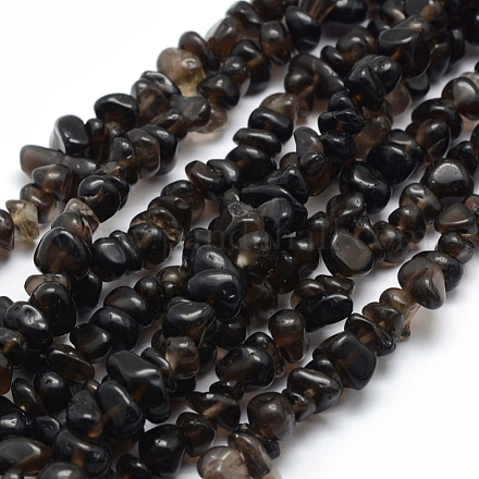 Chapelets de perles de quartz fumées naturelles G-P332-32-1