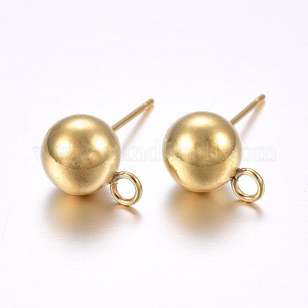 304 Stainless Steel Ball Stud Earring Findings STAS-E436-17A-G-1