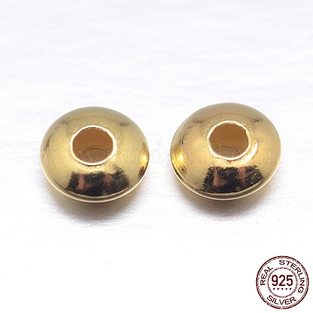 Real 18K Gold Plated Flat Round 925 Sterling Silver Spacer Beads X-STER-M101-12-5mm-1